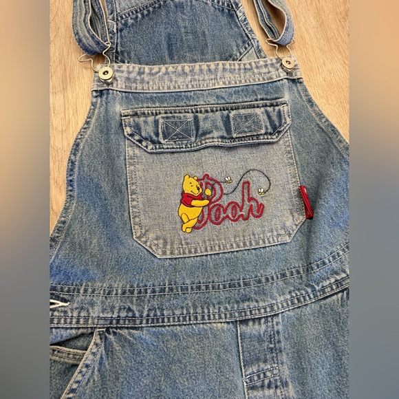 Vintage 90s Disney Winnie the Pooh Embroidered Denim Overalls - Size Medium - Picture 2 of 9